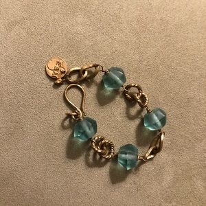 E & M Glass and Brass Bracelet